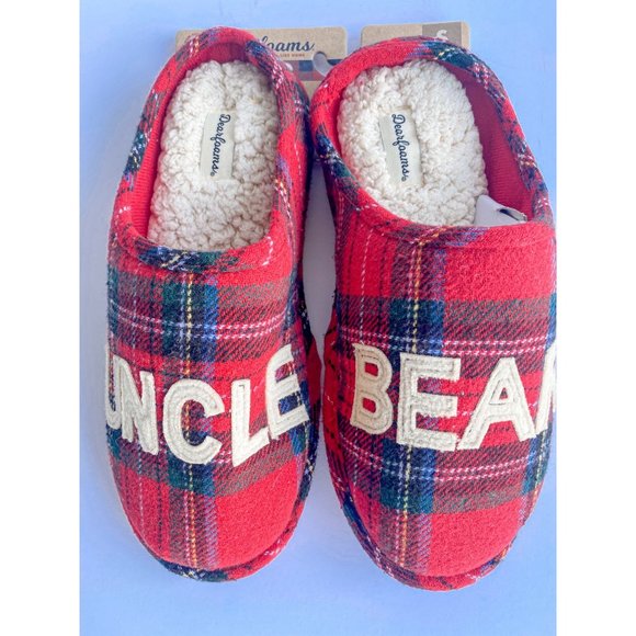 Dearfoams Men's Uncle Bear Clog Slippers In Red Plaid Size S (7-8) - Picture 5 of 5